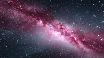 Naklejka premium Dark Red Cosmic Galaxy Nebula Abstract Background with Starry Sky