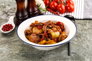 Asian cuisine pork in oyster sauce