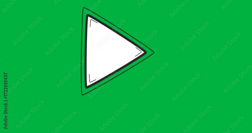 Poster triangle floating over dark band, cursor arrow pointing, showing design on transparent background