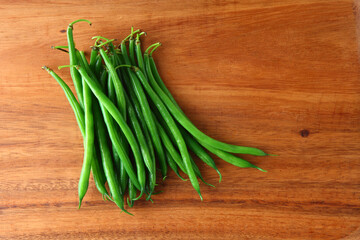 茹でたサヤインゲン豆　俯瞰撮影