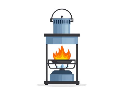 blue camping stove with fire clip art preview
