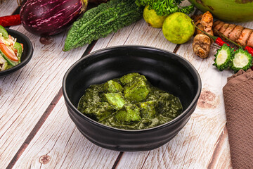 Indian cuisine - Palak paneer cheese with spinach