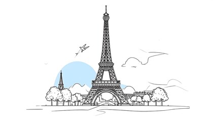 Obraz premium Line drawing of the Eiffel Tower