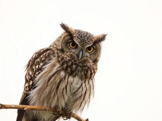 Obraz premium Tropical screech owl, Megascops choliba, looking at the camera, isolated on white