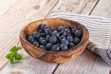 Raw ripe sweet and juicy blueberry