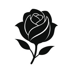 Elegant minimalist silhouette of a blooming rose flower head symbolizing love and beauty