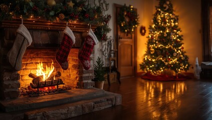 fireplace with christmas decorations,Christmas Decorations in Full Glow,Decorating the Fireplace for Christmas,Christmas Decorations on the Fireplace,Christmas Magic Around the Fireplace,Rustic Holida