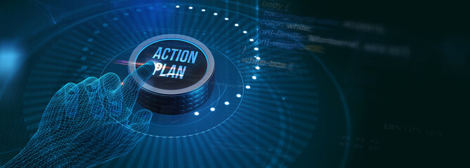 Business, Technology, Internet and network concept. Concept meaning proposed strategy or course of actions for certain time. 3d illustration