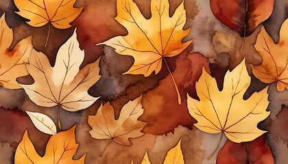 Autumn Maple Leaves Watercolor Background