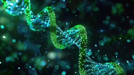 Green DNA helix graphic