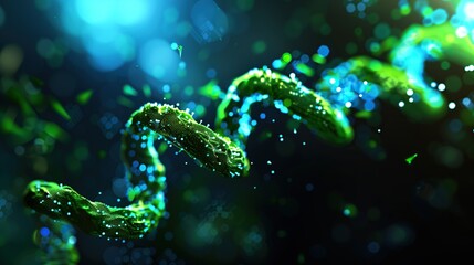Green DNA helix graphic