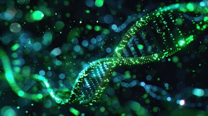 Green DNA helix graphic
