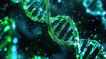 Green DNA helix graphic