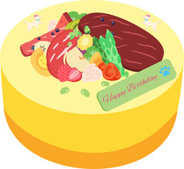 Colorful Pastel Dog Birthday Cake (Girly & Cute Design)