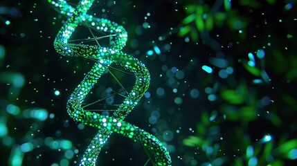 Green DNA helix graphic