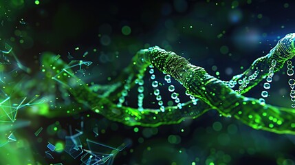 Green DNA helix graphic