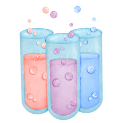 watercolor test tube, science clipart, laboratory equipment, chemistry beaker, medical lab illustration, transparent glass tube, experiment clipart, biology tool, school science art