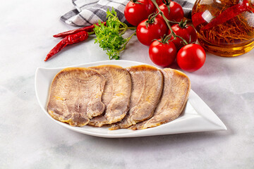 Boiled beef tomgue slices appetizer
