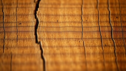 Fototapeta premium Aged wooden surface with natural grain patterns, showcasing rustic warmth and macro detail.