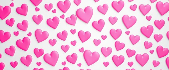 Obraz premium A seamless pattern of pastel pink hearts on a white background, fabric, girly