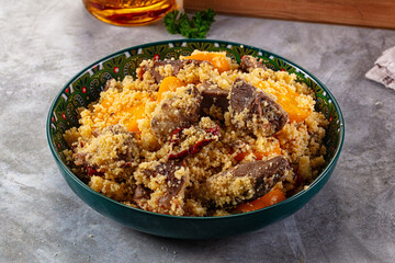 Traditional couscous with lamb and vegetables