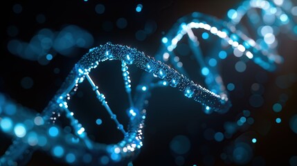 Blue DNA helix graphic.