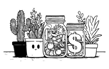 Creative Money Saving Jar Doodle Pack