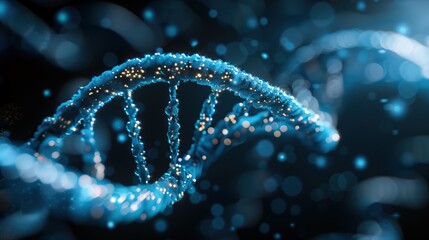 Blue DNA helix graphic.
