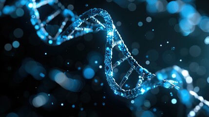 Blue DNA helix graphic.