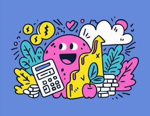 Playful Financial Risk Doodle Illustrations