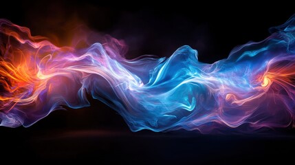 Obraz premium Abstract blue and orange light swirling in dark studio setting