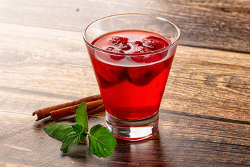 Sweet juicy cold strawberry lemonade