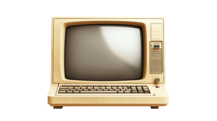 Vintage computer showing technological past with old-fashioned design, this is symbol of innovation Isolated On Transparent and White Background