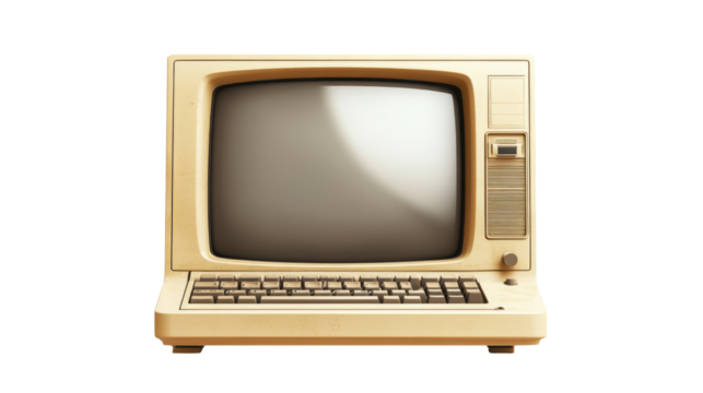 Vintage computer showing technological past with old-fashioned design, this is symbol of innovation Isolated On Transparent and White Background