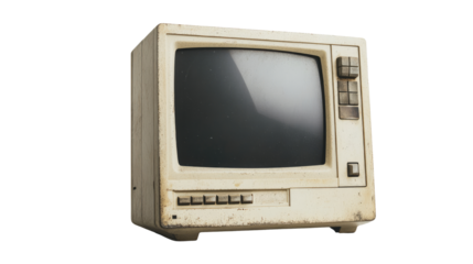 retro computer monitor, relics of the past in tech history Isolated On Transparent and White Background