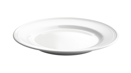 Elegant white plate, perfect for showcasing culinary creations, presenting a clean and inviting aesthetic. A symbol of refinement and simplicity. Isolated On Transparent and White Background