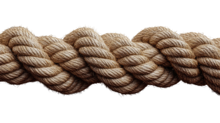 textured close-up of a coiled rope, evoking themes of strength and nautical industry. Isolated On Transparent and White Background