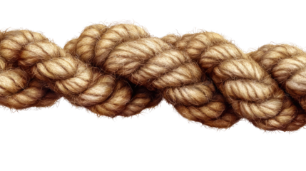 Close-up of a weathered, sturdy rope, symbolizing strength and resilience, against an clean backdrop. Isolated On Transparent and White Background
