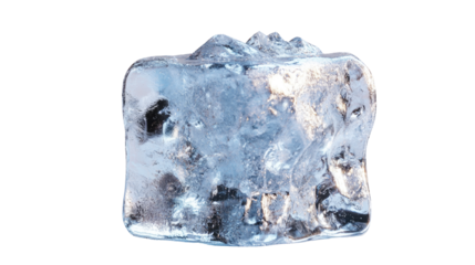 cool and refreshing, transparent ice cube glistening, perfect for cocktails and beverages. Isolated On Transparent and White Background