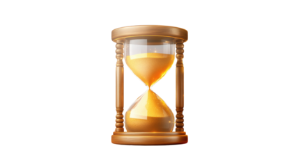 Vintage hourglass, a timeless icon of passing time. Capturing the sense of urgency, the value of each moment. Isolated On Transparent and White Background