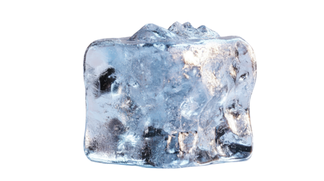 cool and refreshing, transparent ice cube glistening, perfect for cocktails and beverages. Isolated On Transparent and White Background