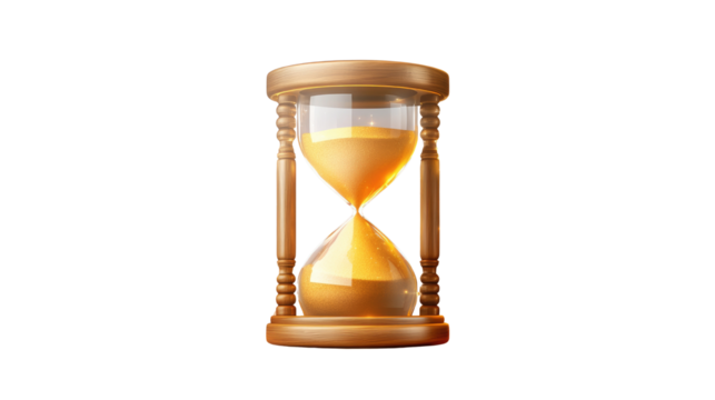 Vintage hourglass, a timeless icon of passing time. Capturing the sense of urgency, the value of each moment. Isolated On Transparent and White Background