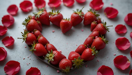 Strawberry Heart with Rose Petals – Romantic Fruit Concept 4K