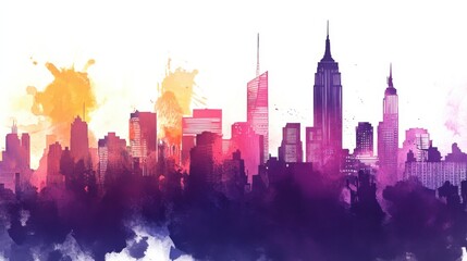 Obraz premium Dreamy cityscape with colorful buildings in urban setting