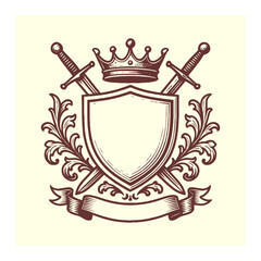 Vintage hand drawing vector crest logo