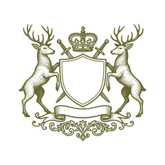 Vintage hand drawing vector crest logo