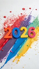 Colorful Paint Splash Forming Abstract 2026 Typography