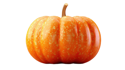 vibrant orange pumpkin, showcasing the classic form and texture, represents the harvest season - perfect for seasonal themes and culinary creations. Isolated On Transparent and White Background