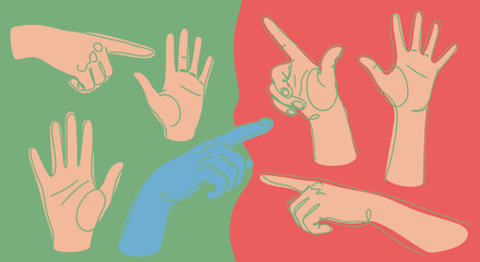 Fototapeta premium Diverse collection of human hands in various gestures and positions.