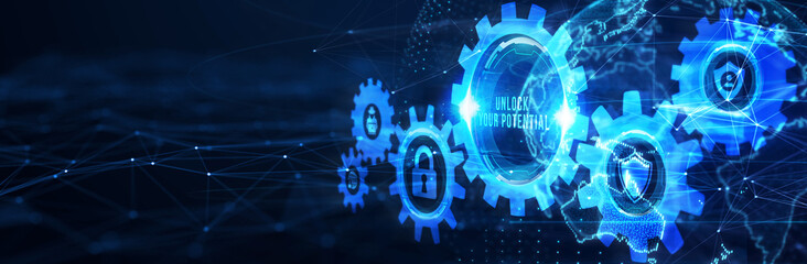 Cyber security data protection business technology privacy concept. 3d illustration. Unlock your potential
